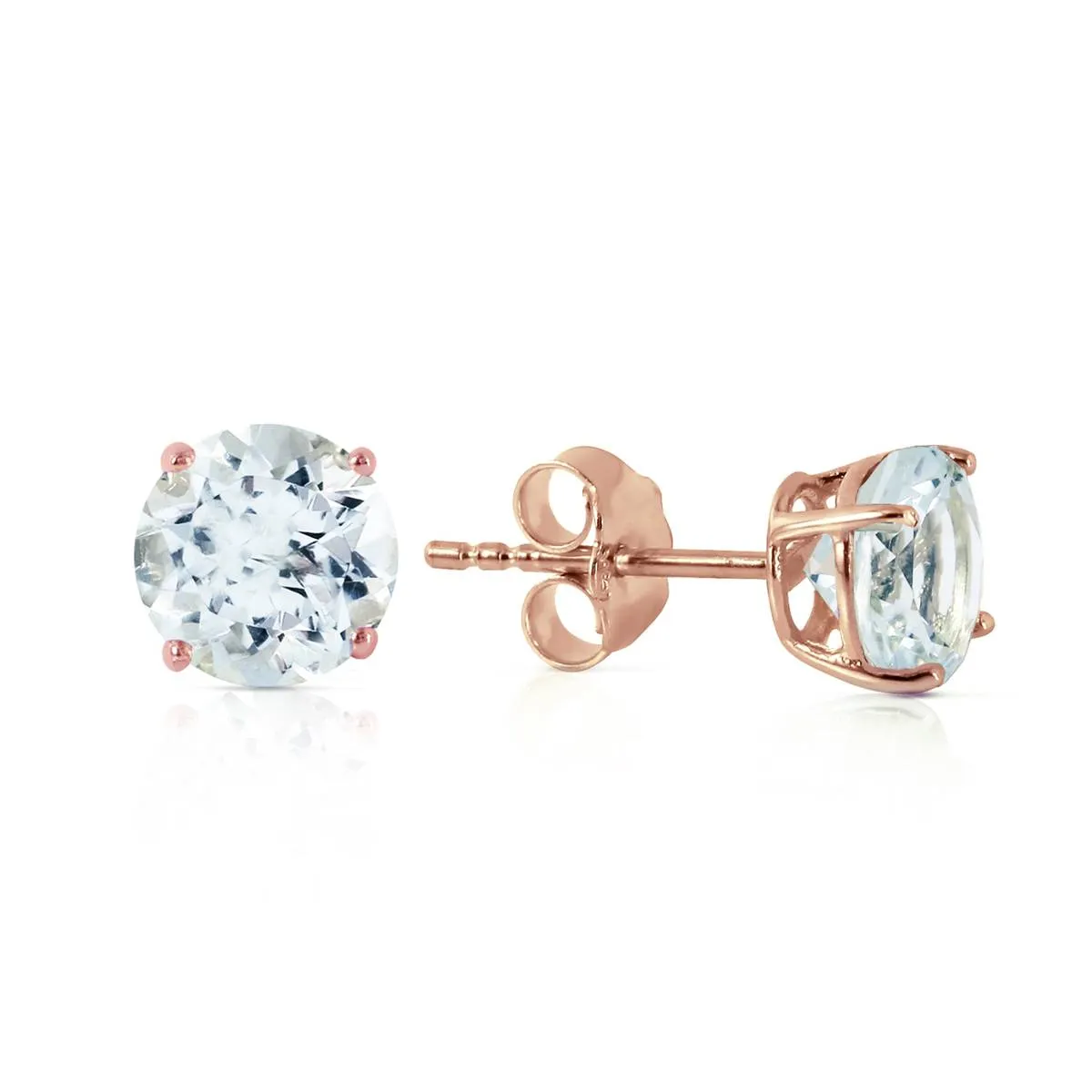 0.95 Carat 14K Solid Rose Gold Petite Aquamarine Stud Earrings