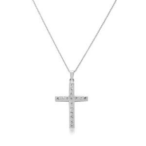 0.96ct Diamond Set Cross Pendant on Chain - 18ct White Gold