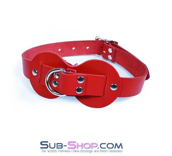 0977A      Intensely Quiet Red Leather Double Mouth Guard Gag