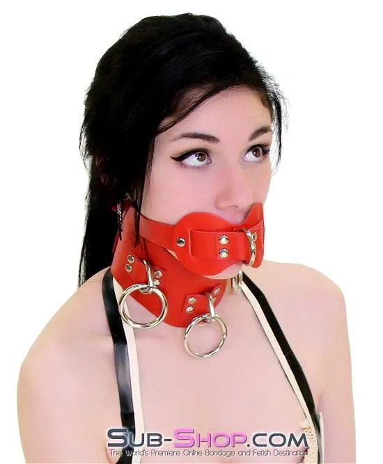 0977A      Intensely Quiet Red Leather Double Mouth Guard Gag