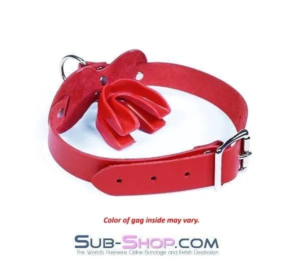 0977A      Intensely Quiet Red Leather Double Mouth Guard Gag