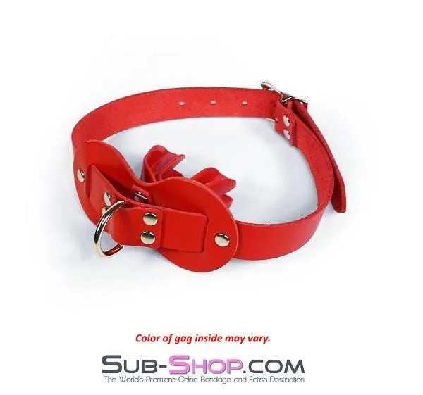 0977A      Intensely Quiet Red Leather Double Mouth Guard Gag