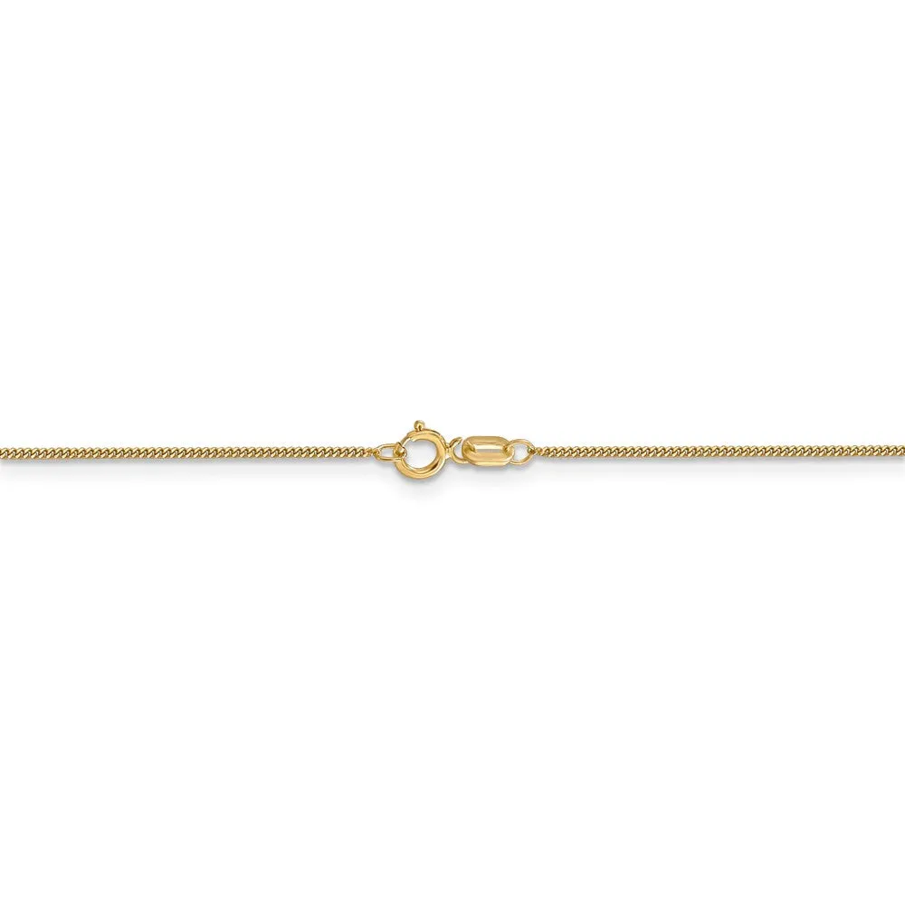 0.9mm, 14k Yellow Gold, Solid Curb Chain Necklace