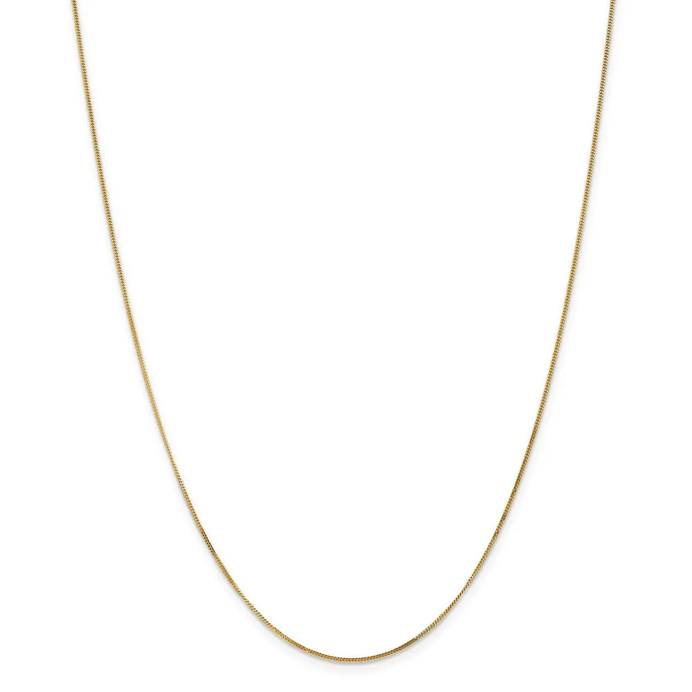 0.9mm, 14k Yellow Gold, Solid Curb Chain Necklace