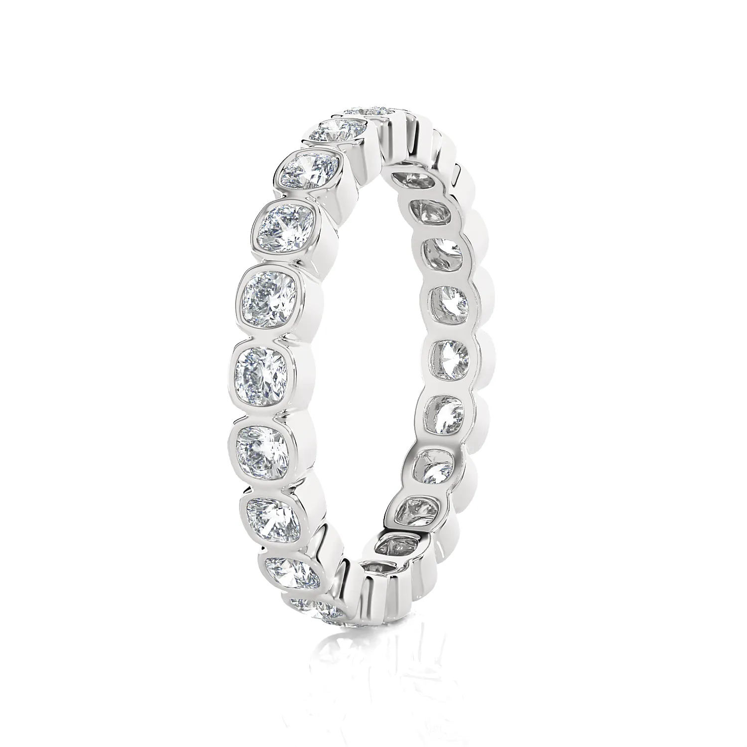 1 1/2 ctw Cushion-Cut Lab Grown Diamond Bezel Eternity Band