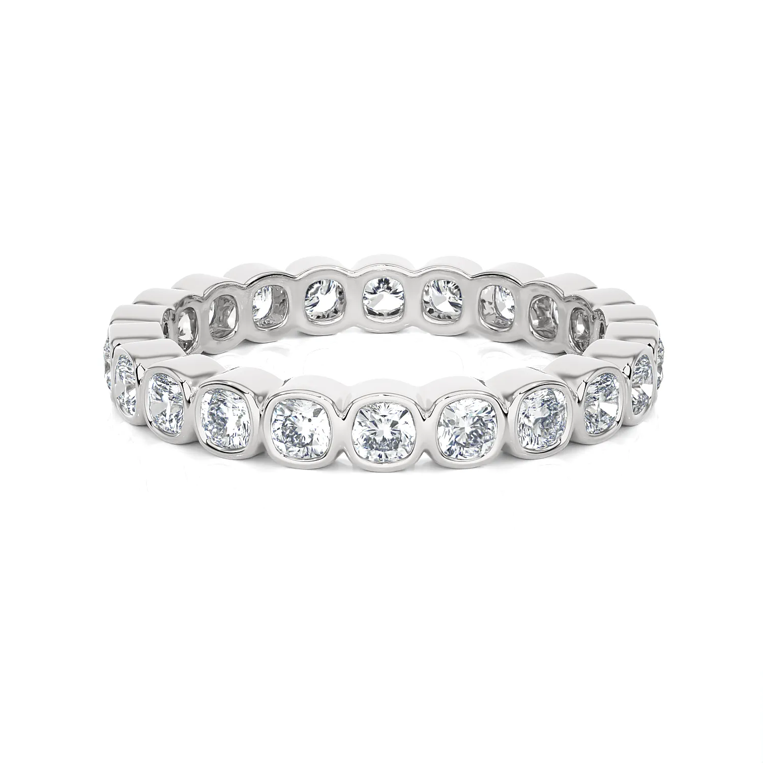 1 1/2 ctw Cushion-Cut Lab Grown Diamond Bezel Eternity Band