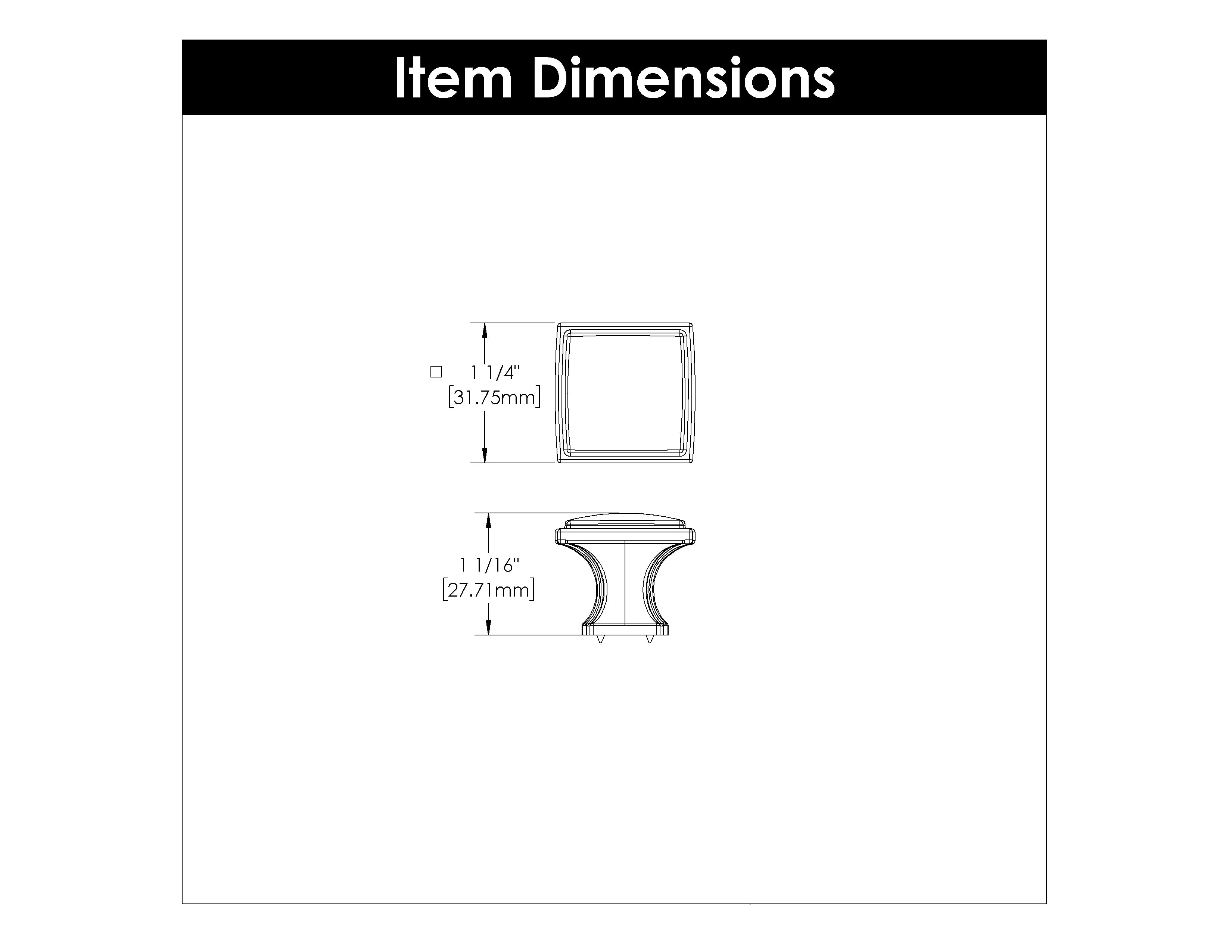 1-1/4 inch (32mm) Square Bridges Cabinet Knob