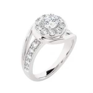 1 1/5 ctw Round Lab Grown Diamond Halo Engagement Ring