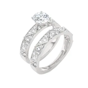 1 3/4 ctw Round Lab Grown Diamond Side Stone Bridal Set Ring