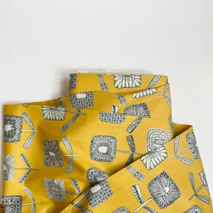 1-3/4 yard Remnant : Kokka Hokkoh Broadcloth - Block Flower Yellow