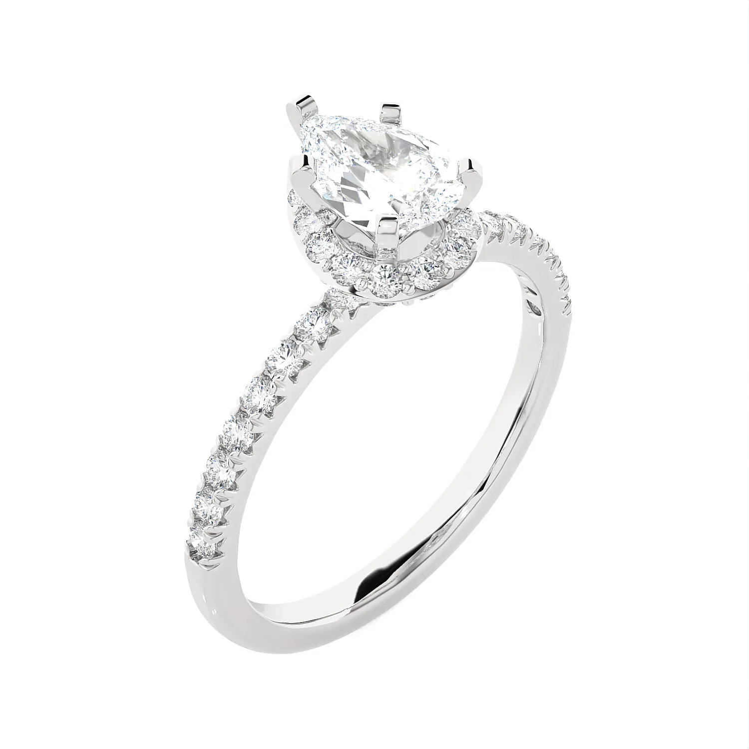 1 3/8 ctw Pear-Shaped Lab Grown Diamond Halo Engagement Ring