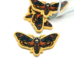 1, 4 or 20 Pieces: Orange and Black Death's Head Moth Charms - Double Sided