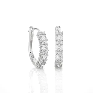 1 5/8 ctw Round Lab Grown Diamond Huggie Hoop Earrings