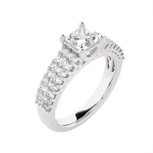 1 5/8 ctw Round Lab Grown Diamond Side Stone Engagement Ring