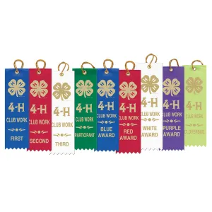 1-5/8" X 6" Stock Square Top 4-H Club Work Award Ribbon