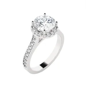 1 7/8 ctw Round Lab Grown Diamond Side Stone Engagement Ring