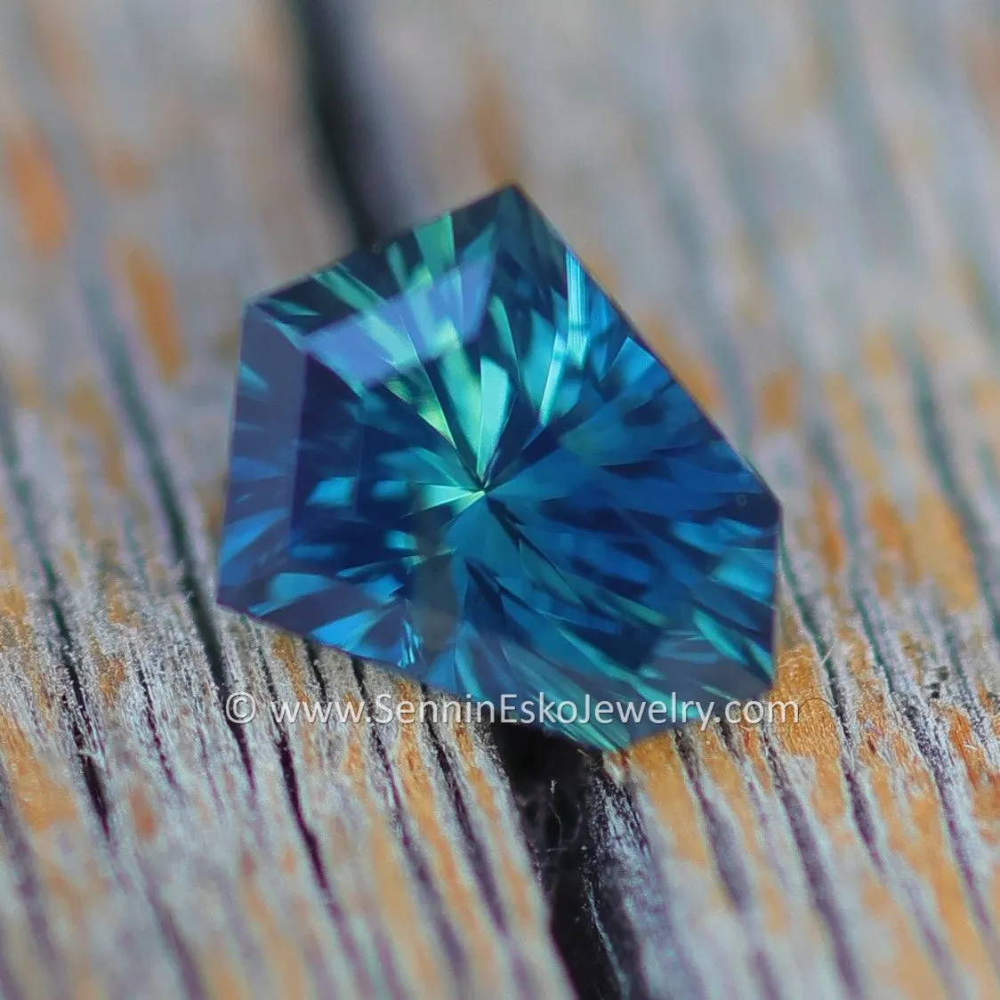 1 Carat Deep Blue/Green Sapphire Kite - 7.2 x 5.6mm - Galaxy Cut