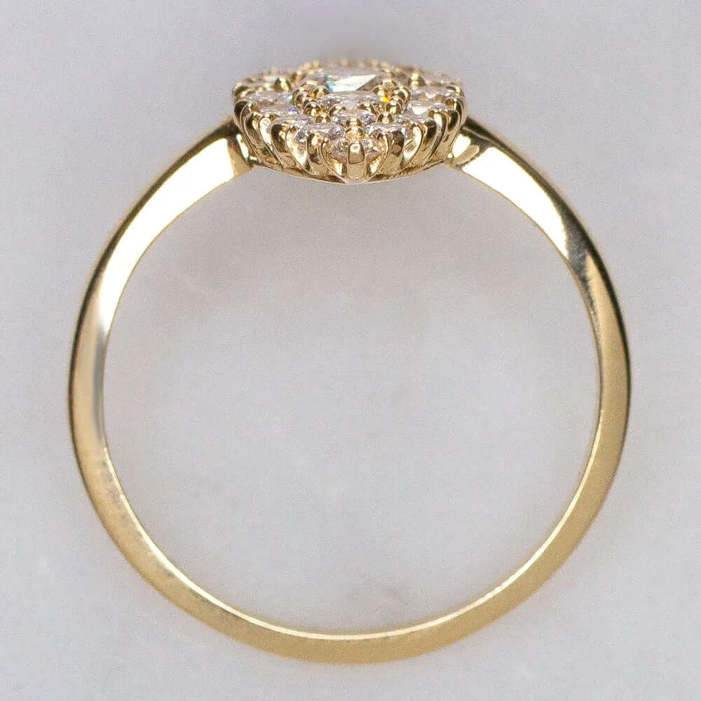 1 CARAT DIAMOND NAVETTE RING 20mm MARQUISE VINTAGE STYLE ENGAGEMENT YELLOW GOLD