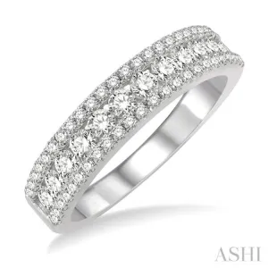 1 ctw Channel Round Cut Diamond Wedding Band in 14K White Gold