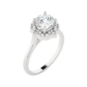 1 ctw Round Lab Grown Diamond Halo Engagement Ring