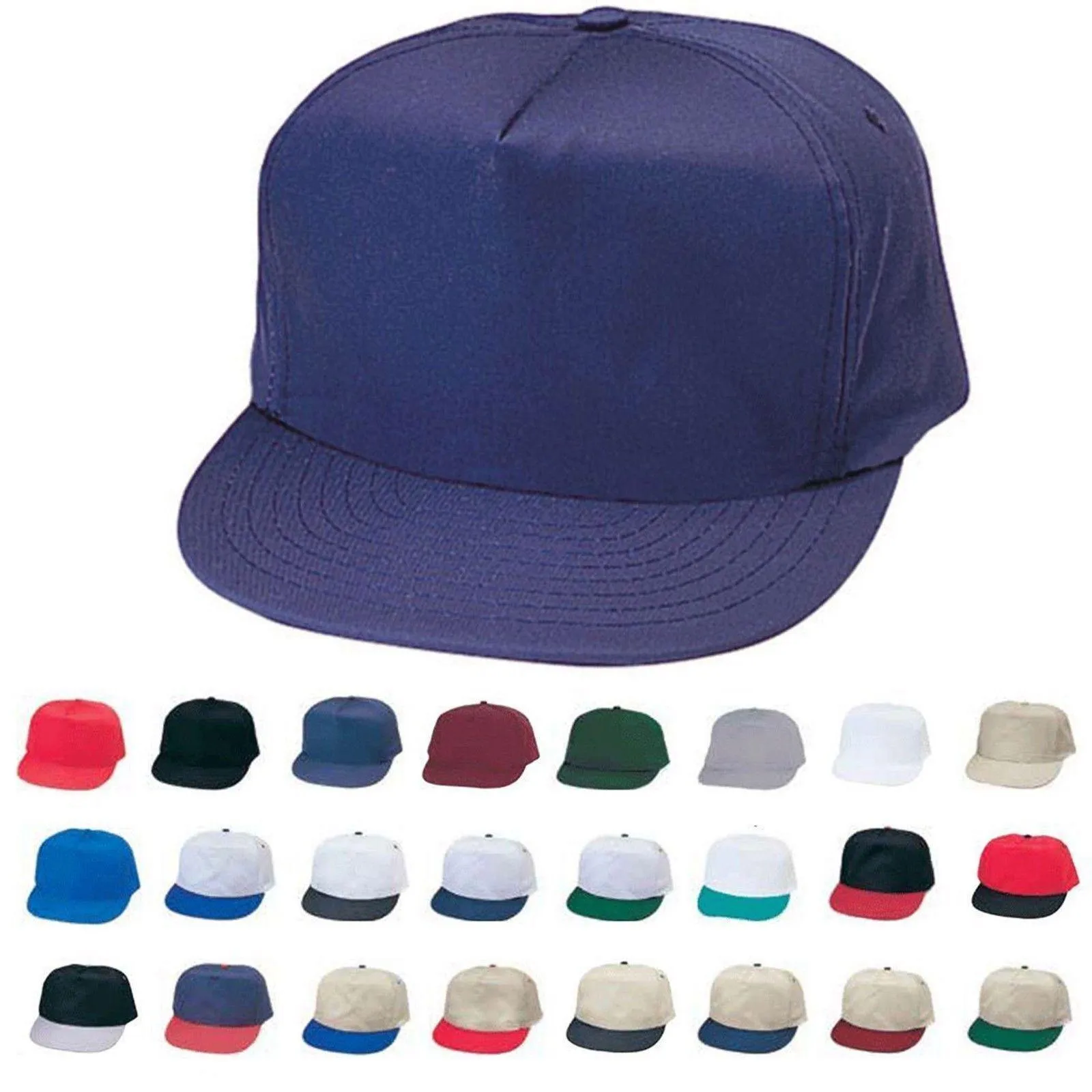 1 Dozen Blank Two Tone 5 Panel Baseball Cotton Twill Hats Caps Wholesale Lot Bulk