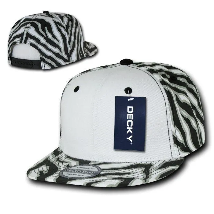 1 Dozen Decky Ziger Zebra Animal Print Flat Bill Hats Caps Baseball Wholesale