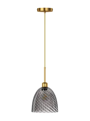 1-Light Smoke Gray Glass Pendant Lighting