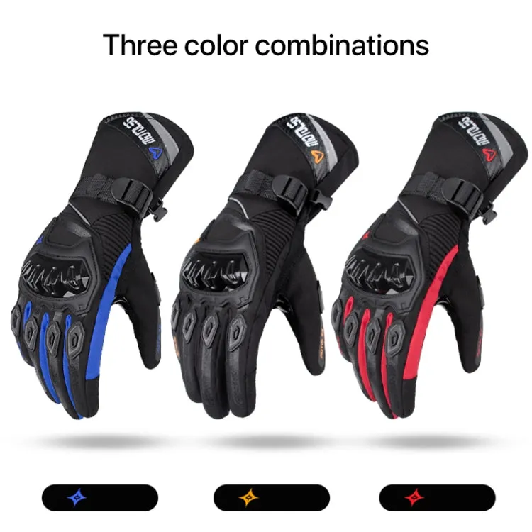 1-Pair MOTOLSG Motorcycle Riding Waterproof Winter Warm Gloves, Size:L(Black Blue)