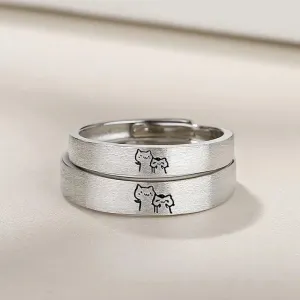 1 par de anillos para parejas de gatitos.