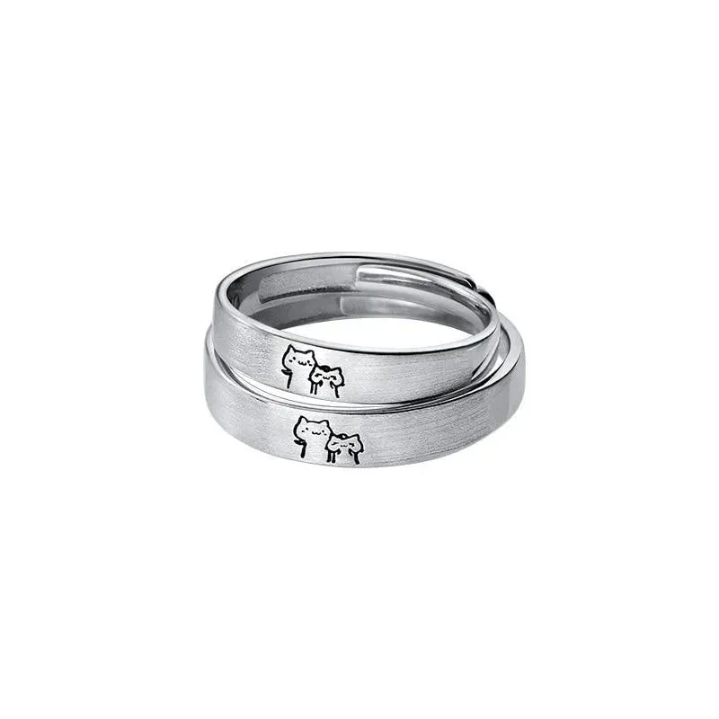 1 par de anillos para parejas de gatitos.