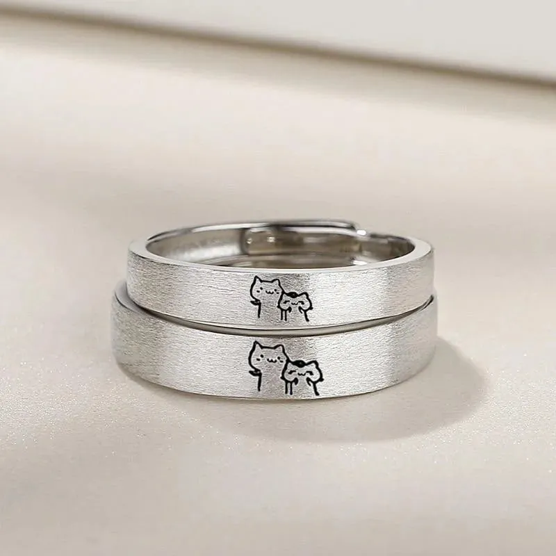 1 par de anillos para parejas de gatitos.