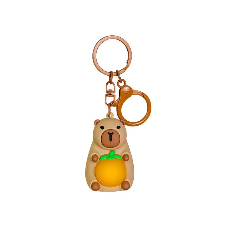 1 PC Cute Light Up Belly Capybara Keychain