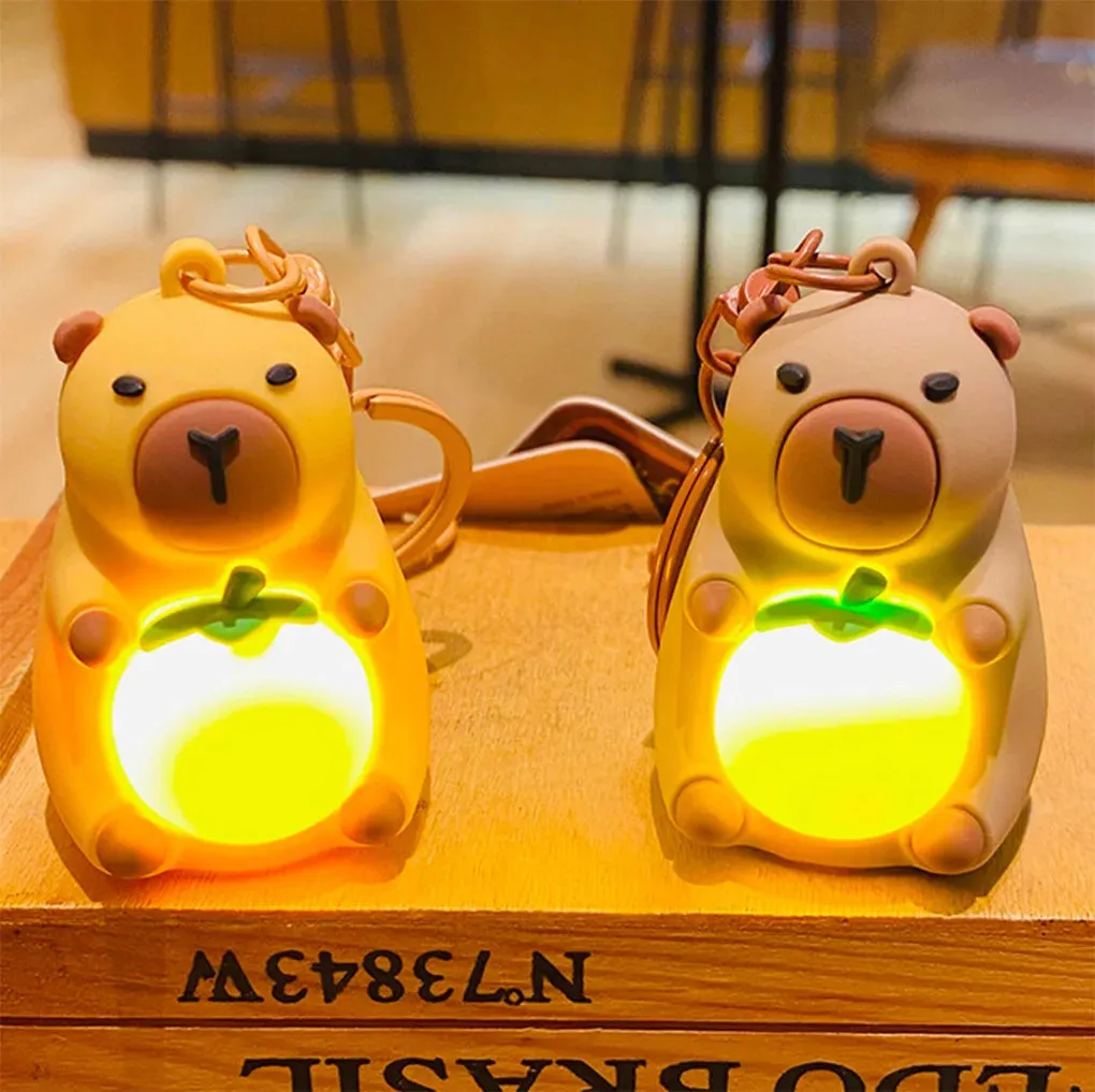 1 PC Cute Light Up Belly Capybara Keychain