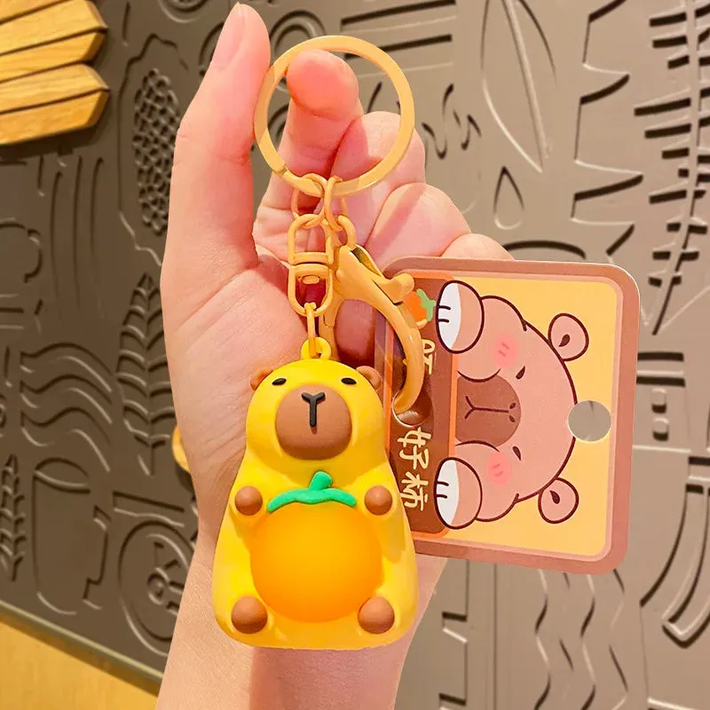 1 PC Cute Light Up Belly Capybara Keychain