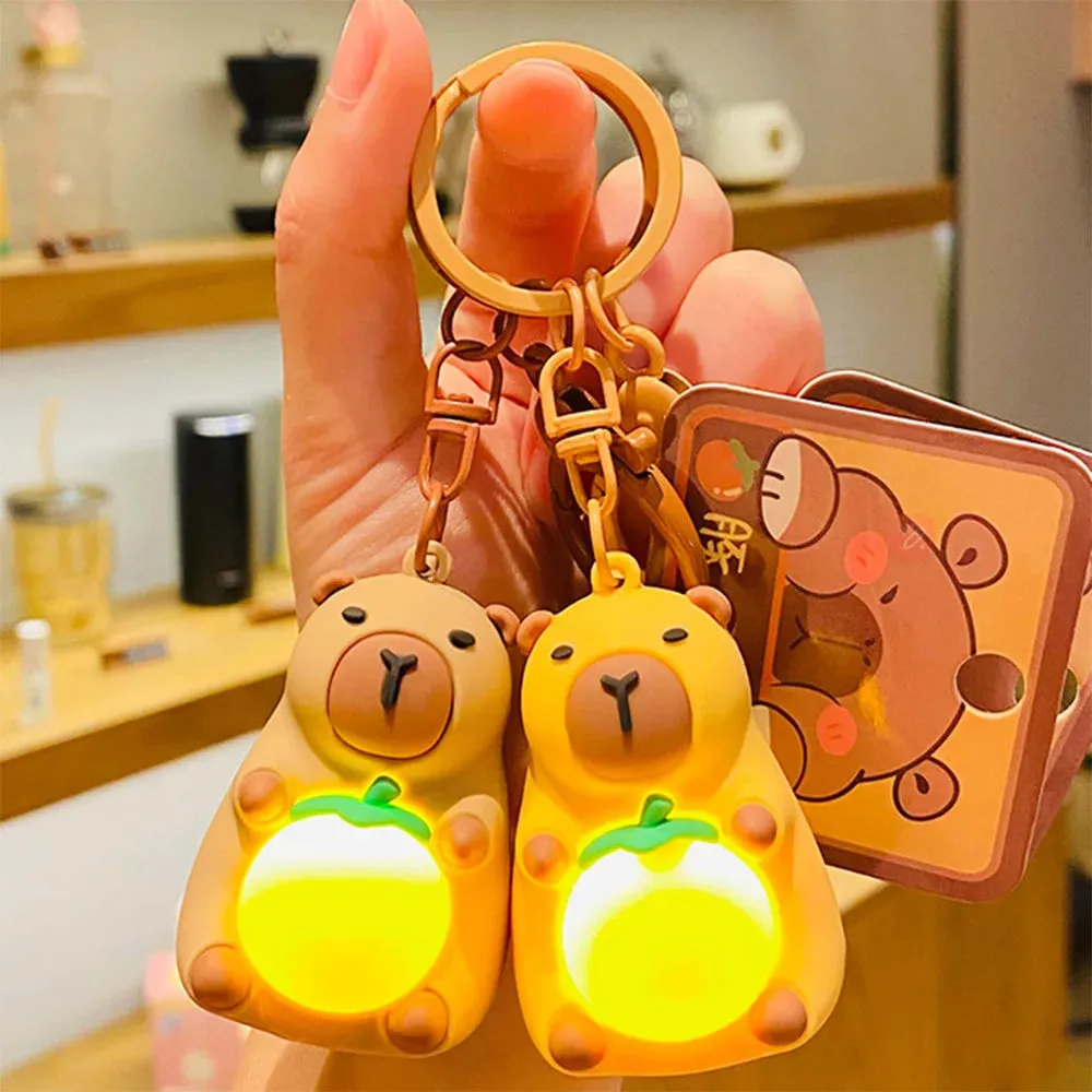 1 PC Cute Light Up Belly Capybara Keychain