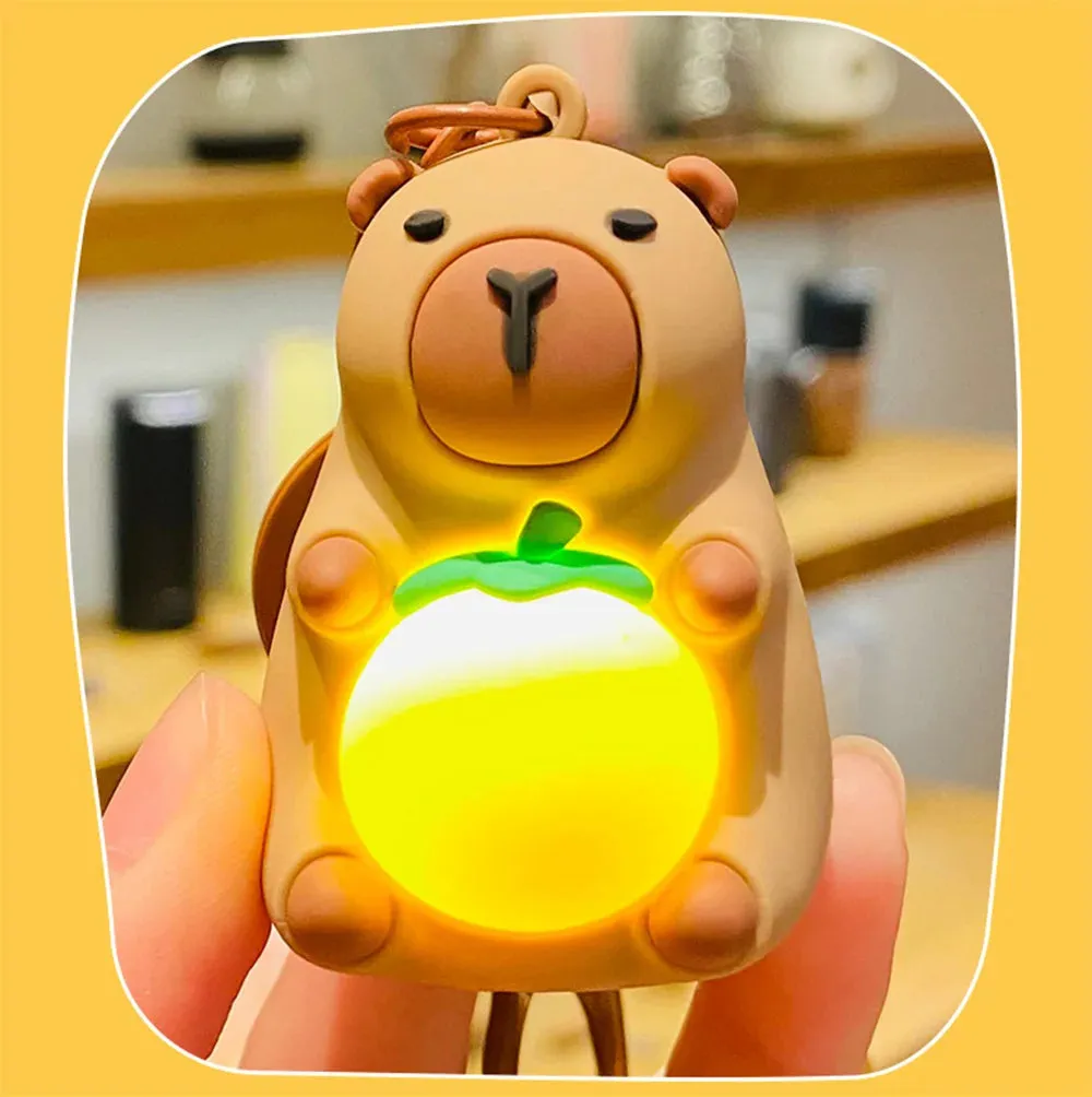 1 PC Cute Light Up Belly Capybara Keychain