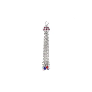 1 Pc Tibetan Silver MULTICOLOURED TASSEL 80mm x 11mm Charms Pendants, Lead & Nickel Free Metal Charms Pendants Beads