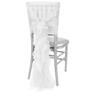 1 Set of Soft Curly Willow Ruffles Chair Sash & Cap - White