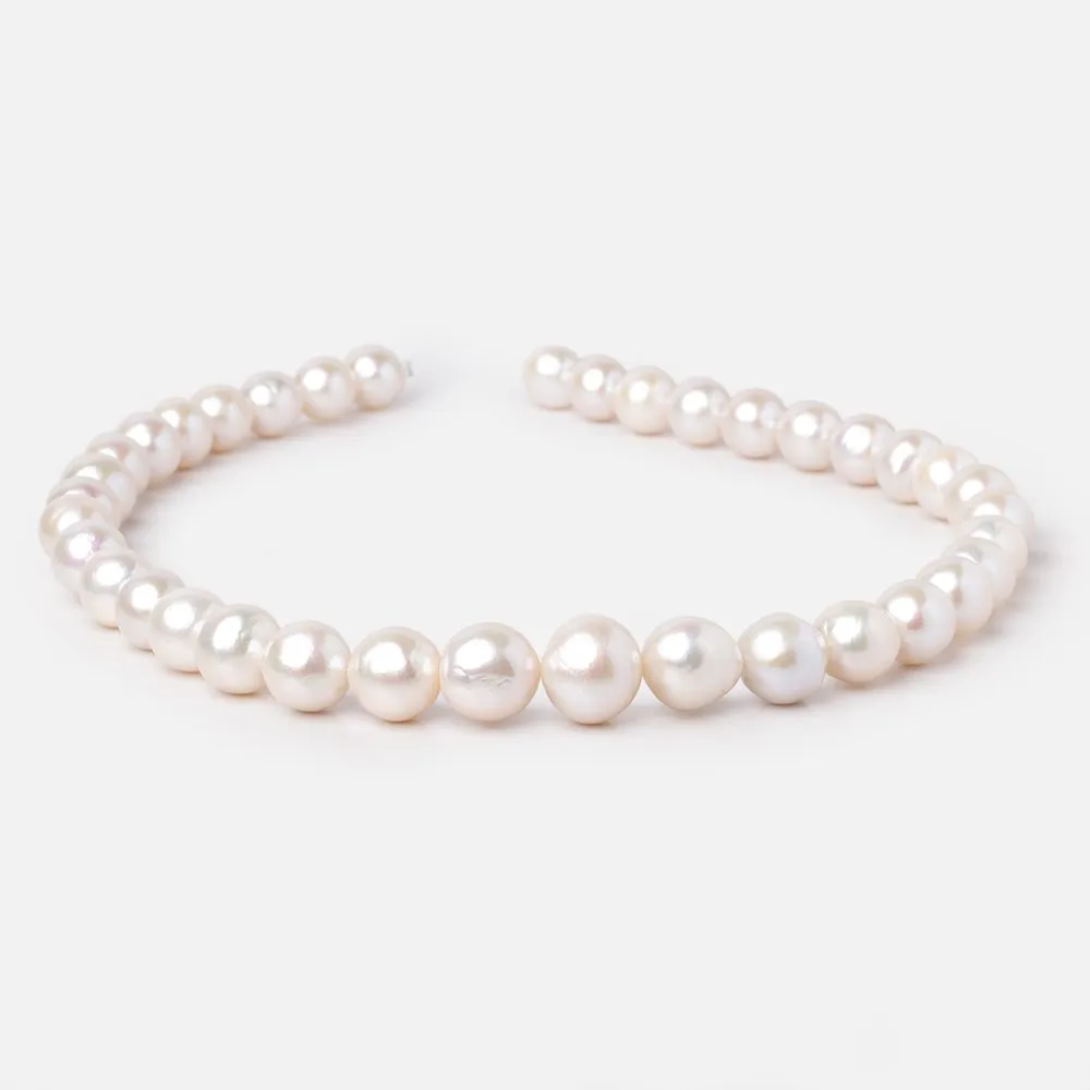 10-13.5mm White Off Round Freshwater Pearls 16 inch 37 Beads AA