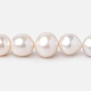 10-13.5mm White Off Round Freshwater Pearls 16 inch 37 Beads AA