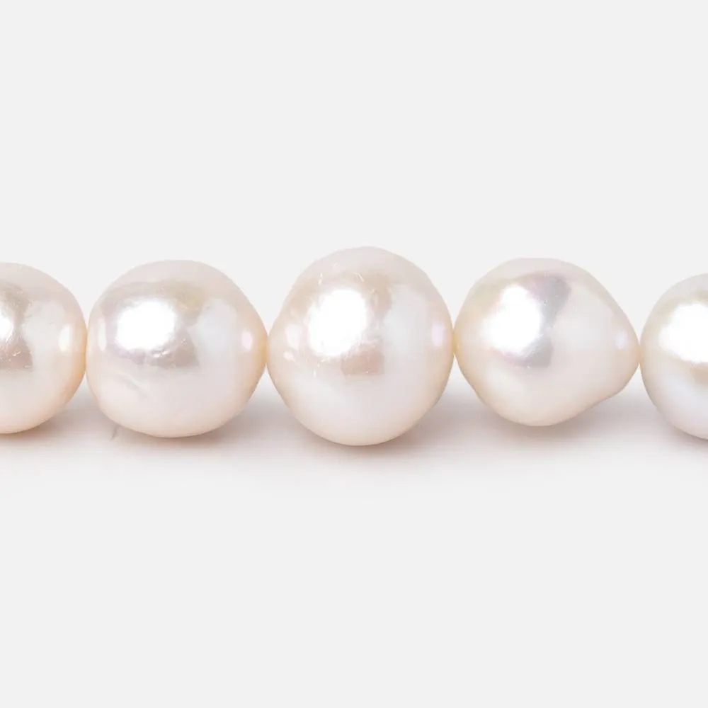 10-13.5mm White Off Round Freshwater Pearls 16 inch 37 Beads AA