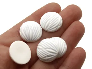 10 18mm Stripe Pattern Round White and Gray Vintage West German Plastic Cabochons