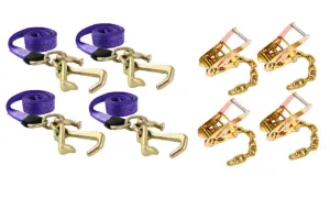 10' Cluster RTJ Diamond Weave Straps & Chain Ratchets (4 Pack) - PURPLE