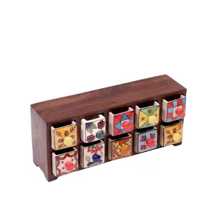 10 drawers double row ceramic miniature chest-(Dark Touch)