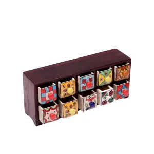 10 drawers double row ceramic miniature chest -(Mahogany Touch)