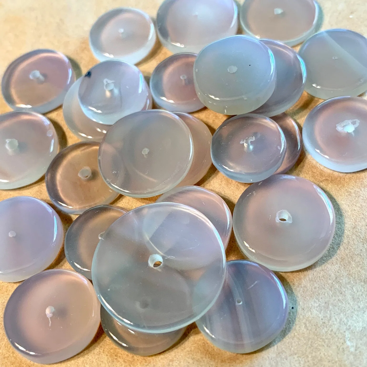 10 Grey Agate Disc Beads