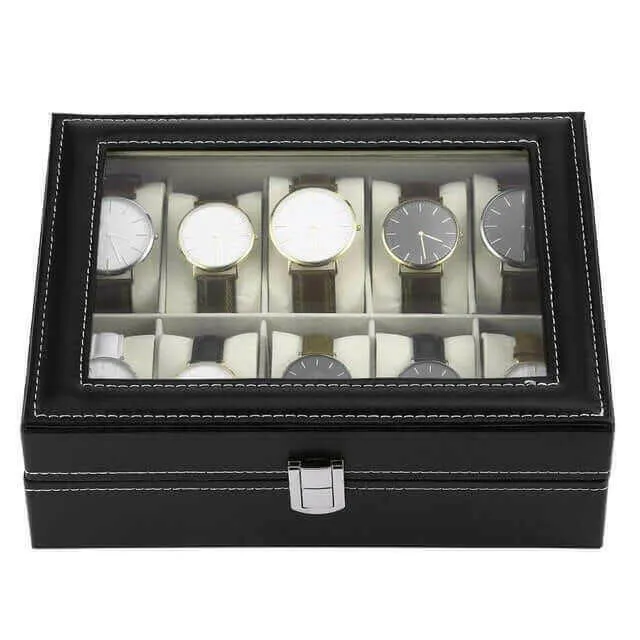 10 Grids PU Leather Watch Box Jewelry Storage