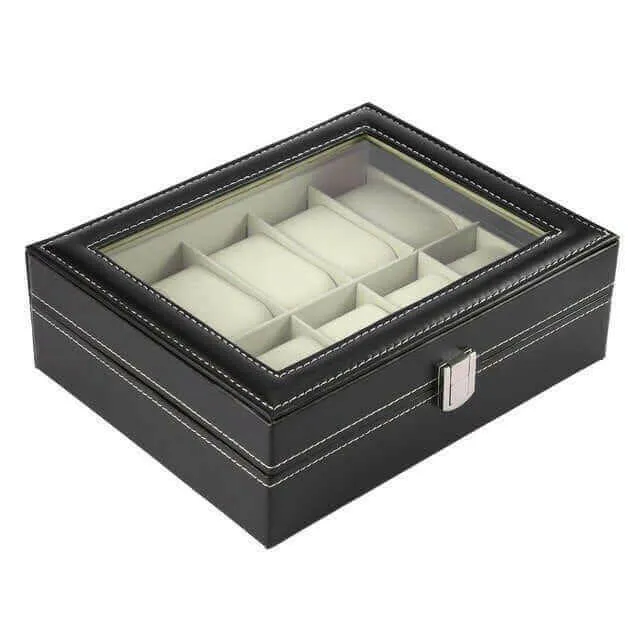 10 Grids PU Leather Watch Box Jewelry Storage