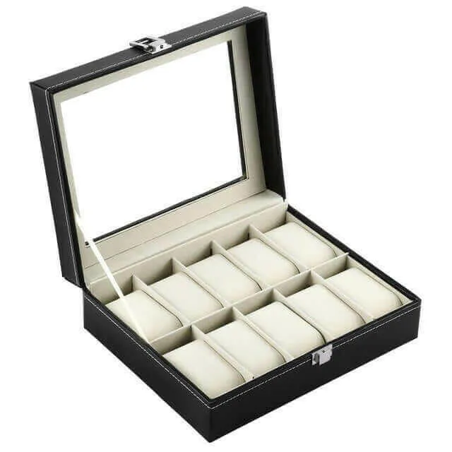 10 Grids PU Leather Watch Box Jewelry Storage