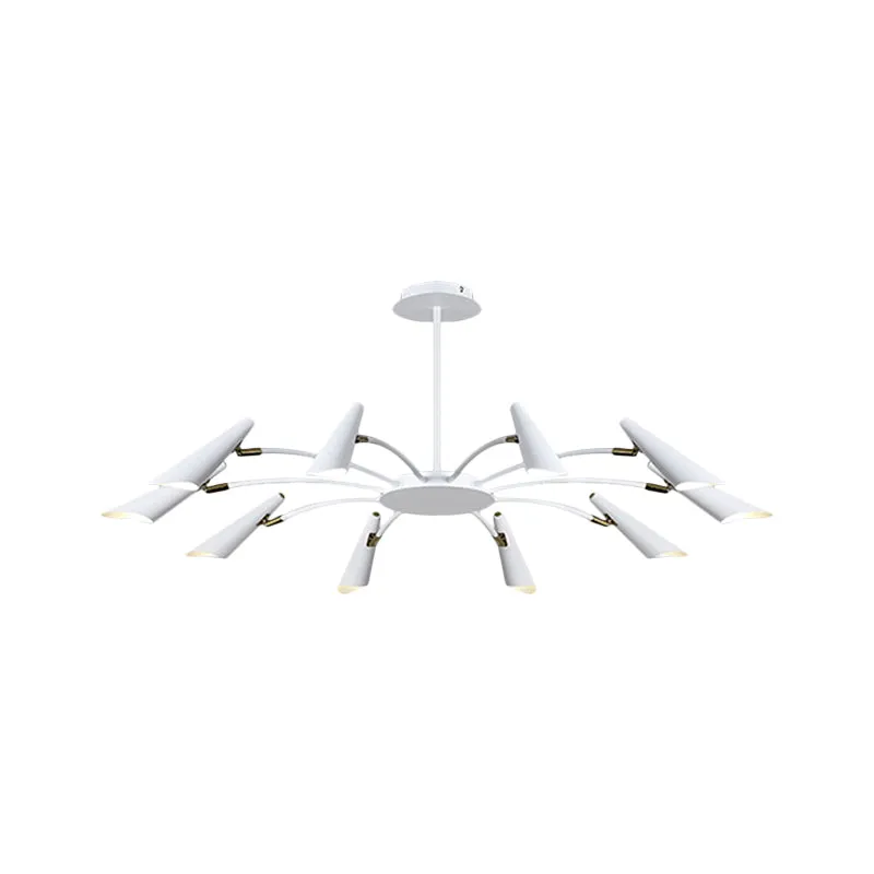 10-Head Metallic Chandelier Ceiling Lamp: Contemporary Black/White Light